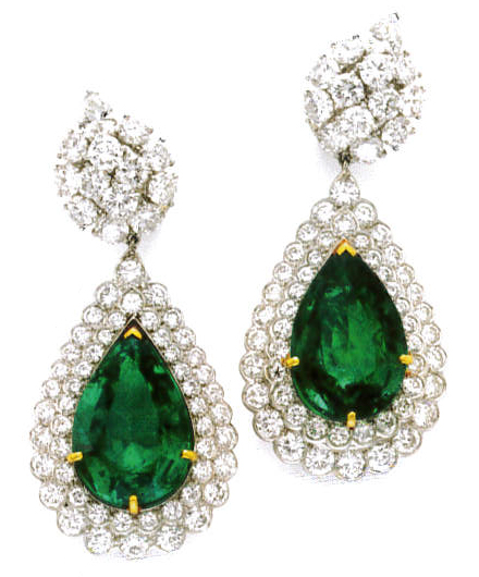 Emerald and diamond earings